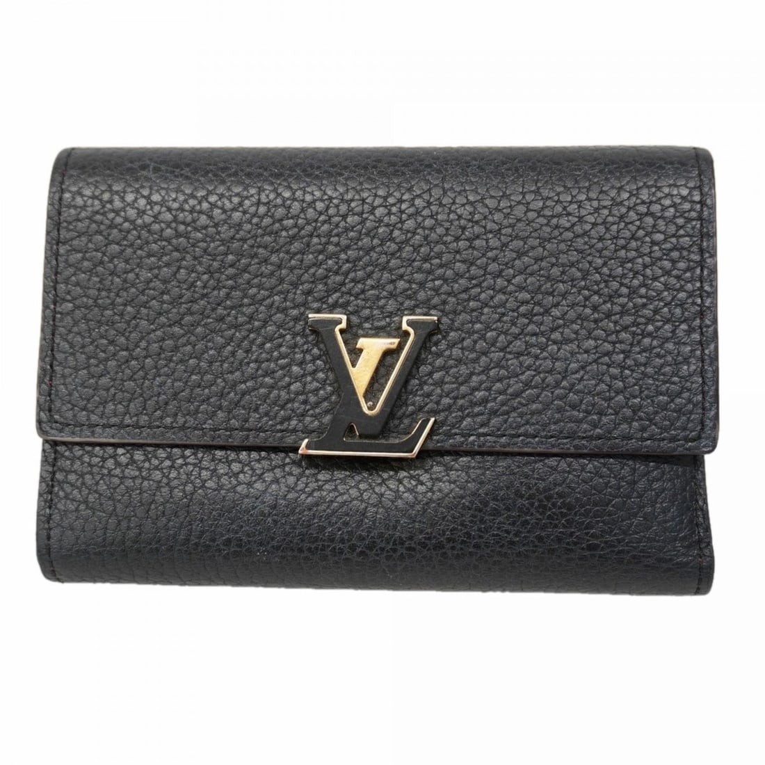 Louis Vuitton Tri-fold Wallet, Taurillon Portefeuille Capucines Compact, M62157, Noir, Hot Pink, (1 of 13)