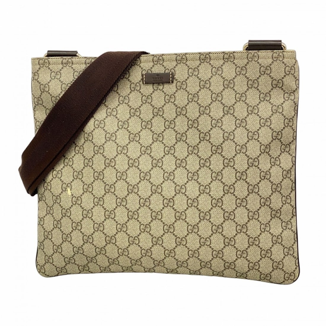 Gucci GG Supreme Shoulder Bag 201446 Brown Champagne Women's: --- Catalog ---Category: SizeSize (HxWxD): 29.5cm x 35cm x 2.5cm / 11.61'' x 13.77'' x 0.98''Category: DesignType: Shoulder bagColor: BrownGender: WomenMaterial: PVC Hardware Color: Champagne goldCate