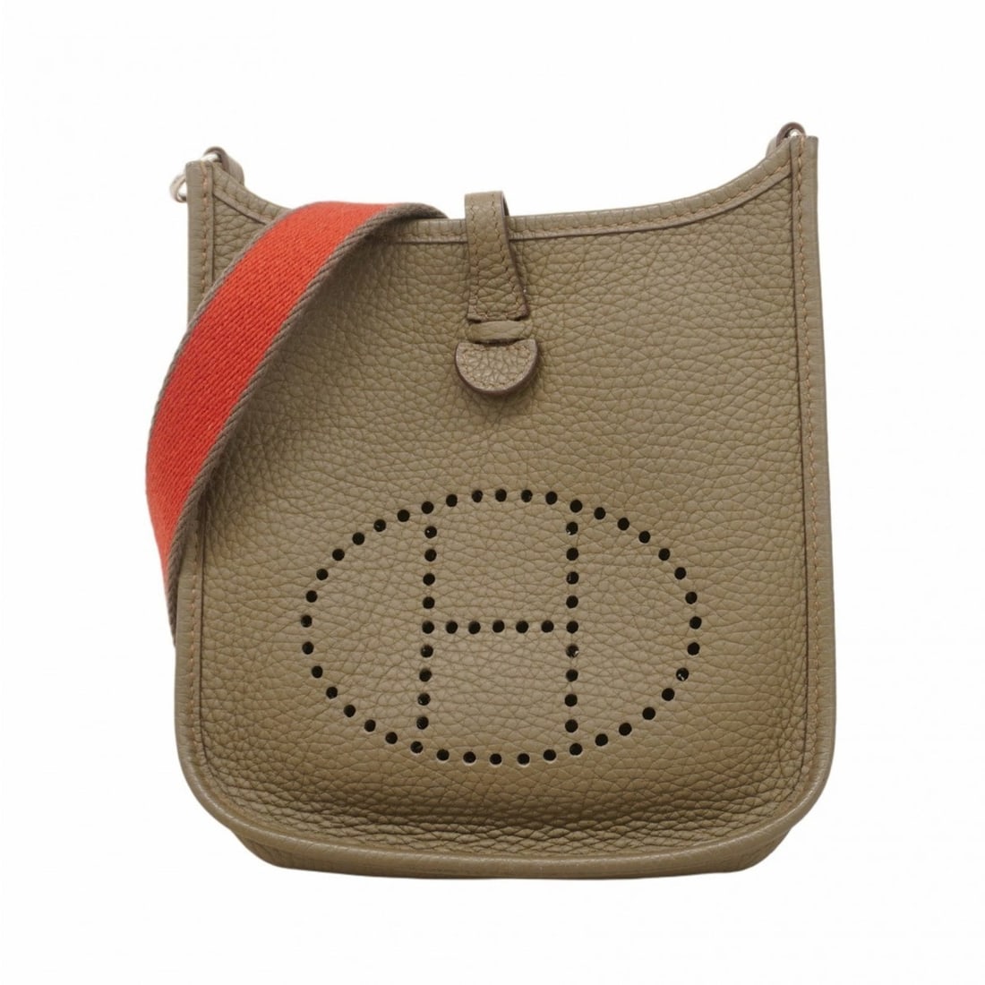 Hermes Hermès Evelyn TPM Taurillon Clemence Etain Shoulder Bag with Q Stamp for Women (1 of 11)