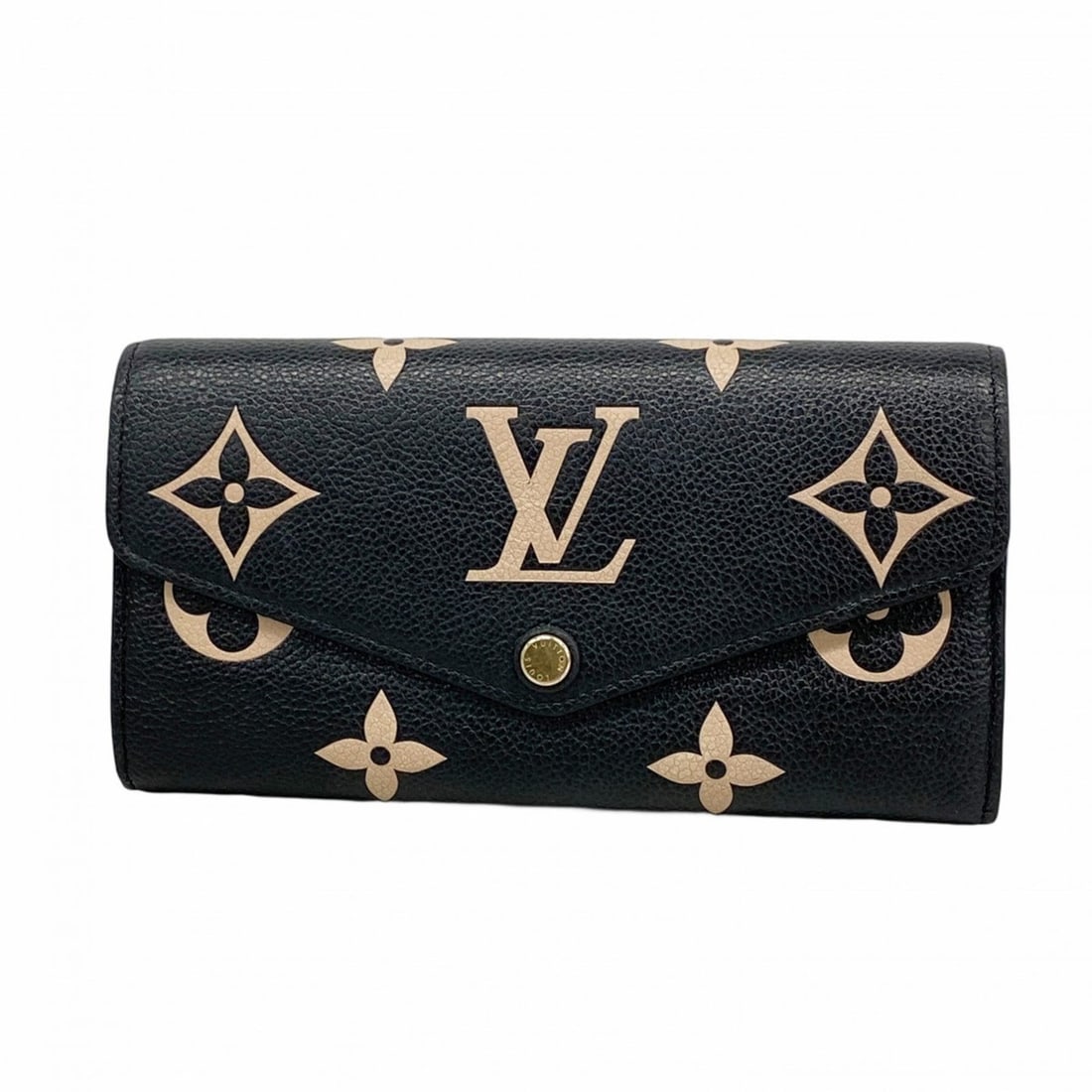 Louis Vuitton Monogram Empreinte Two-Tone Portefeuille Sarah Wallet M80496 Black/Beige Women's (1 of 15)