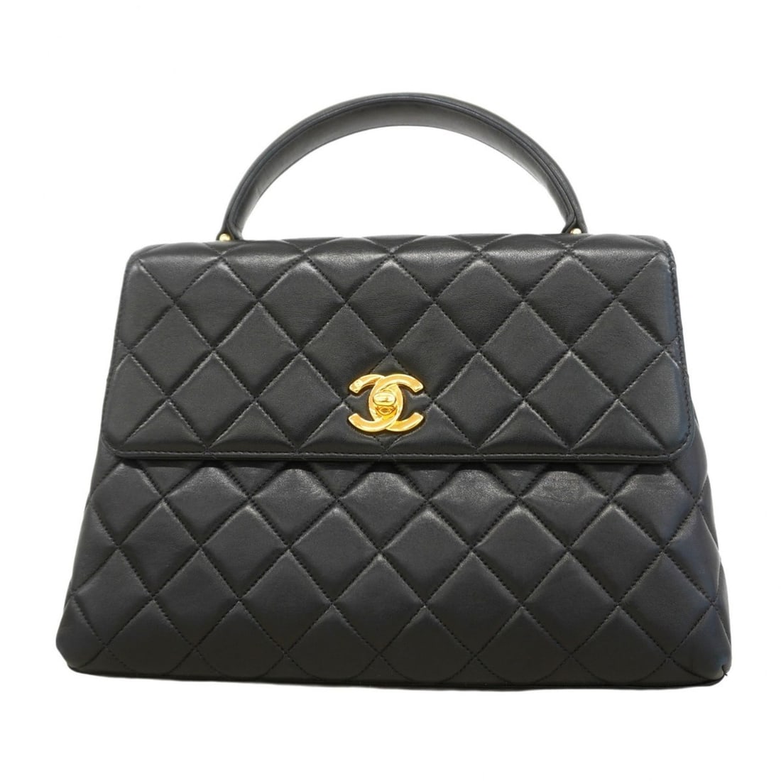 Chanel Matelasse Handbag, Lambskin, Black, Women's, P2380580 (1 of 14)