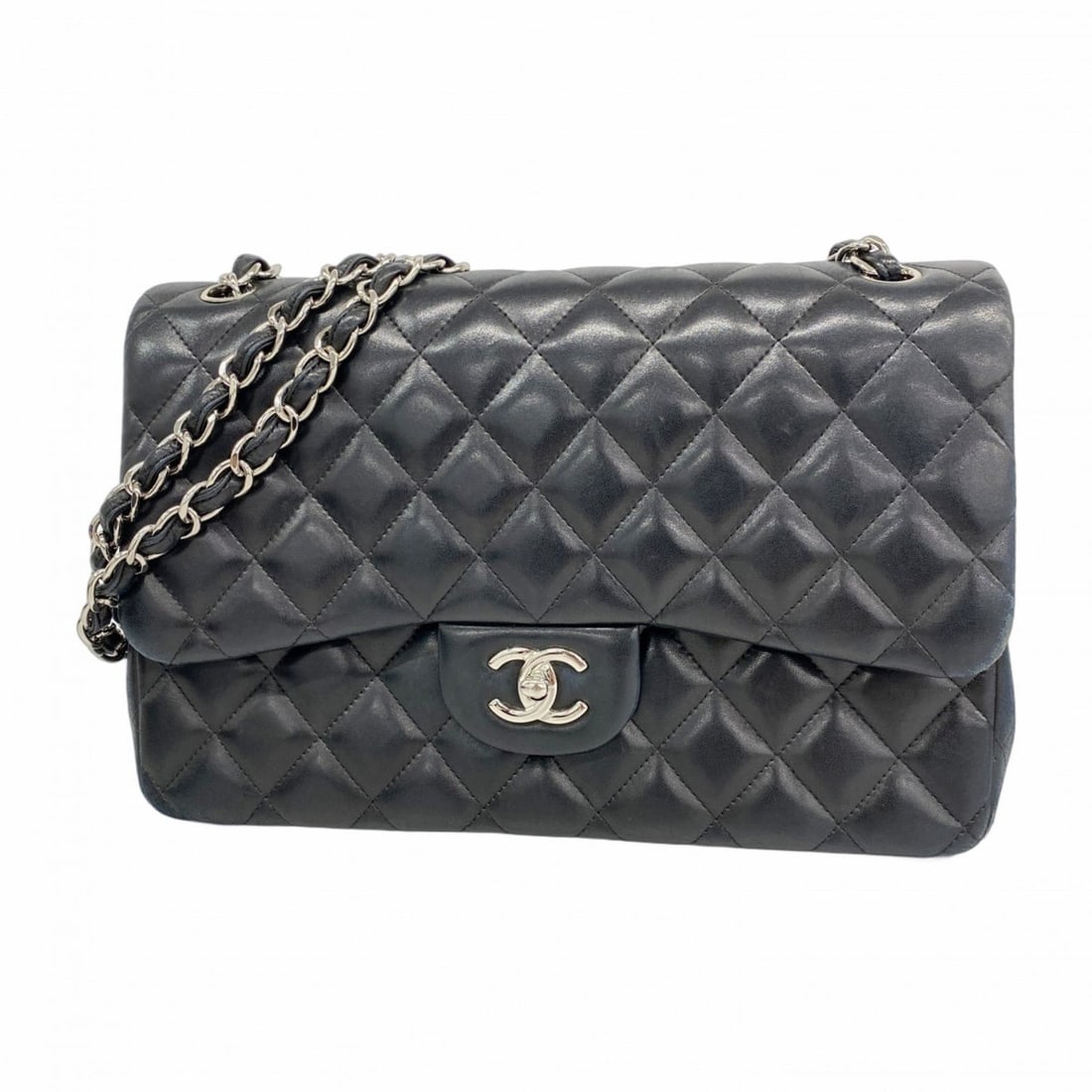 Chanel Shoulder Bag, Deka Matelasse, Double Flap, Chain, Lambskin, Black, Women's, P2368597: --- Catalog ---Category: SizeSize (HxWxD): 20cm x 30cm x 9cm / 7.87'' x 11.81'' x 3.54''Category: DesignType: Shoulder bagColor: BlackGender: WomenMaterial: Leather Hardware Color: SilverLeather/Fur T