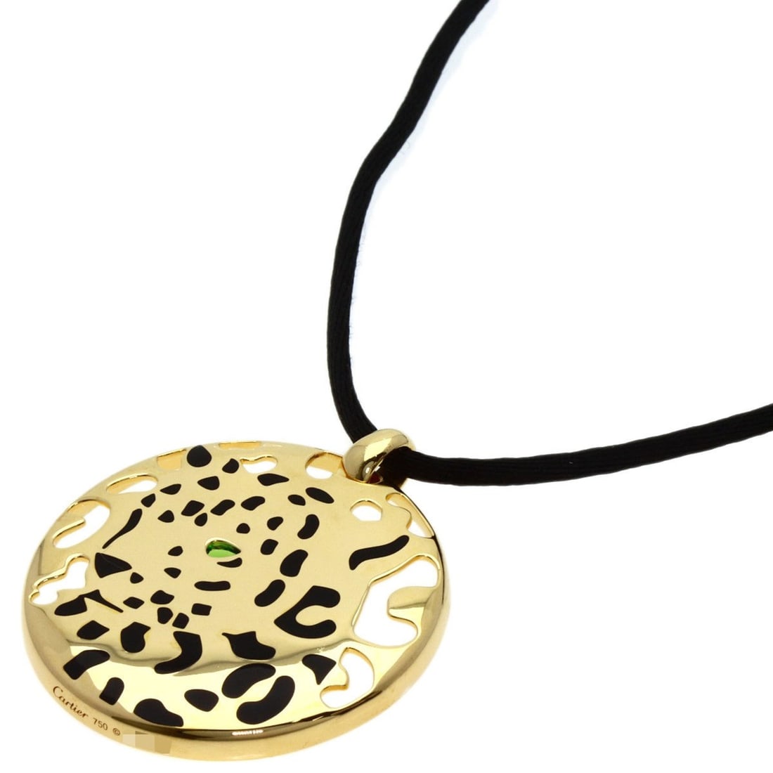 Cartier Panthère Perlage Tsavorite Necklace in 18K Yellow Gold for Women: --- Catalog ---Category: SizeWidth: 2.3mm / 0.09''Weight: 16.4g / 0.57oz.Pendant Size: 38.3mm x 37.8mm / 1.5'' x 1.48''Neck Circumference: 60 cm / 23.62''Category: DesignGender: WomenMaterial: Yellow