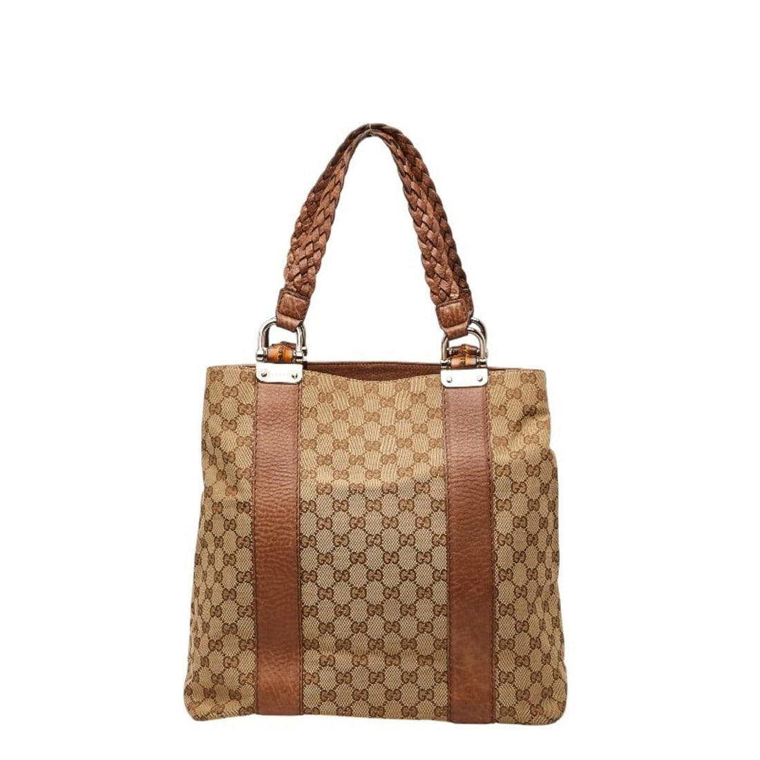 Gucci GG Canvas Bamboo Tote Bag 232946 Beige Brown Leather Women's GUCCI (1 of 12)