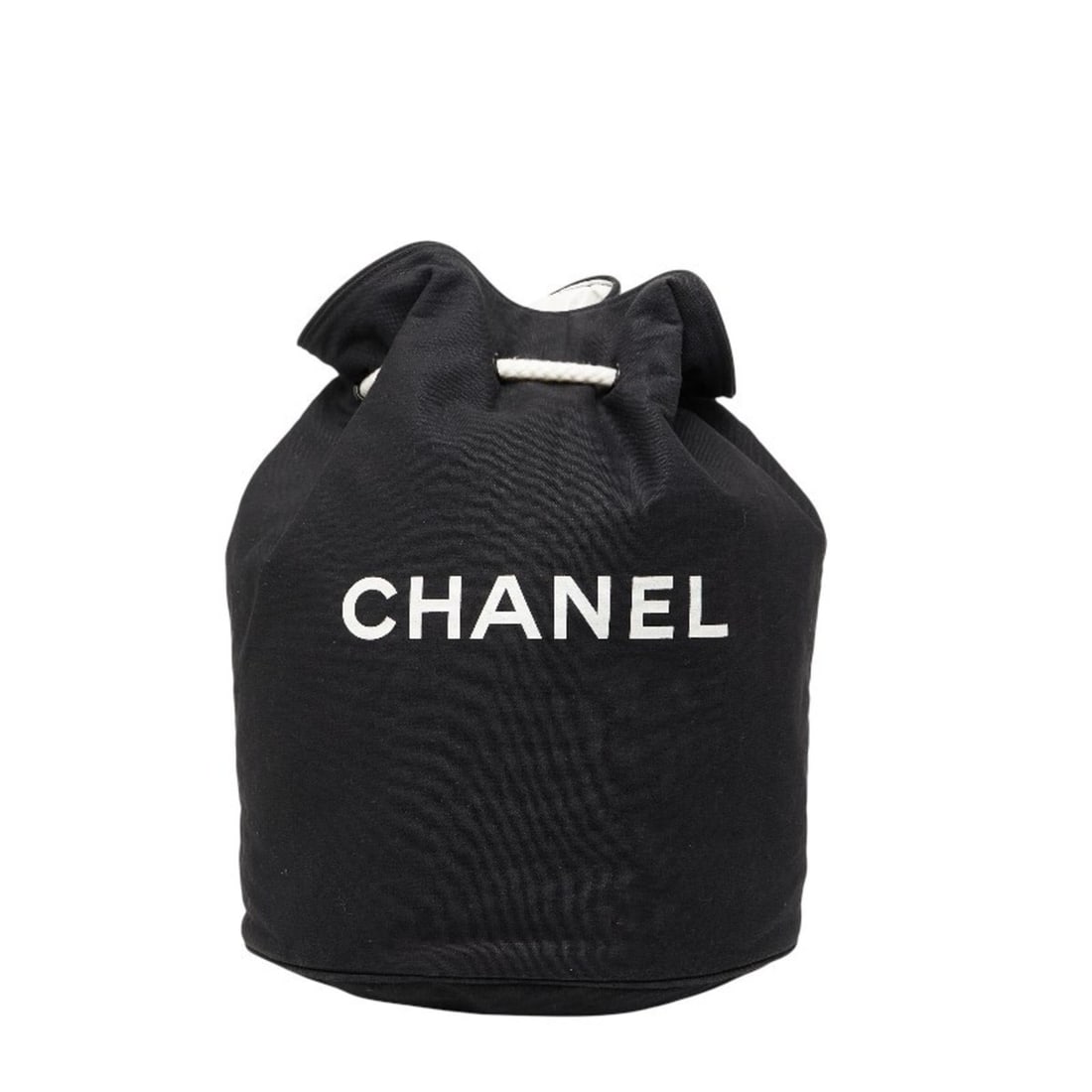 Chanel Novelty Logo Print Pool Bag Shoulder Drawstring Black White Canvas Women's CHANEL: --- Catalog ---Category: SizeSize (HxWxD): 34cm x 29cm x 29cm / 13.38'' x 11.41'' x 11.41''Category: DesignType: Shoulder bagColor: Black, WhiteGender: WomenMaterial: Canvas Category: GeneralBrand: Ch