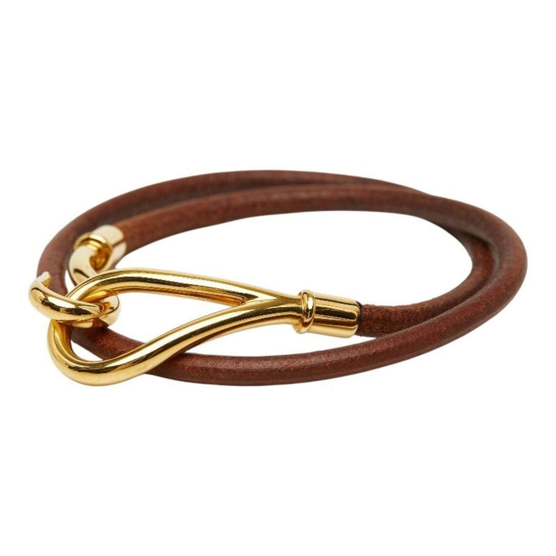 Hermes Jumbo Double Bracelet Choker in Brown Gold-Plated Leather for Women (1 of 19)