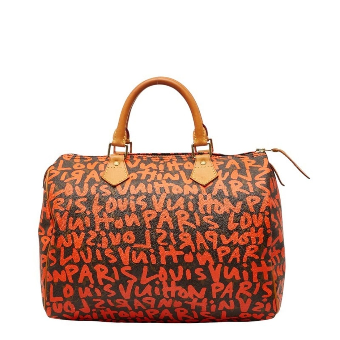 Louis Vuitton Monogram Graffiti Speedy 30 Boston Bag/Handbag M93705 Orange/Brown Leather Women's: --- Catalog ---Category: SizeSize (HxWxD): 20cm x 30cm x 16.5cm / 7.87'' x 11.81'' x 6.49''Category: DesignType: Boston bag, HandbagColor: Brown, LV OrangeGender: WomenMaterial: PVC , Leather Category