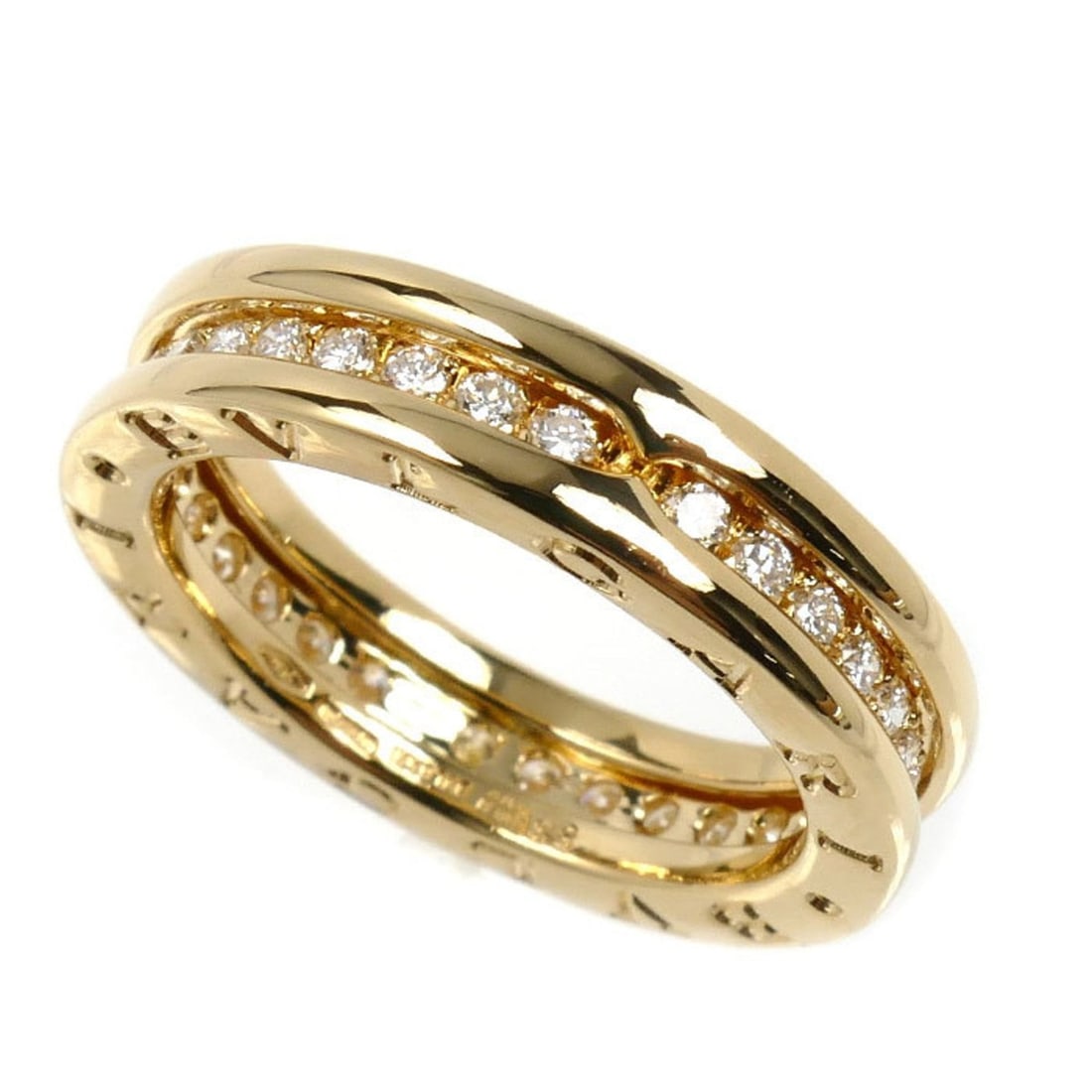 BVLGARI B-zero1 18K Yellow Gold Full Diamond Ring, 53 Diamonds, 7.1g, Women's (1 of 13)