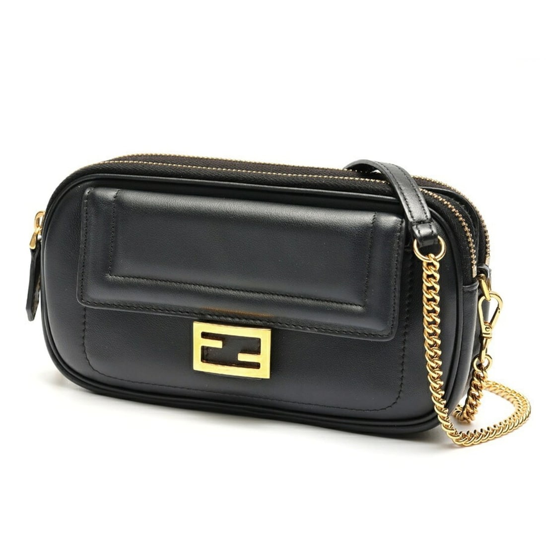 FENDI Easy Baguette Chain Shoulder Bag 8BS044 Leather Black S-159999 (1 of 14)