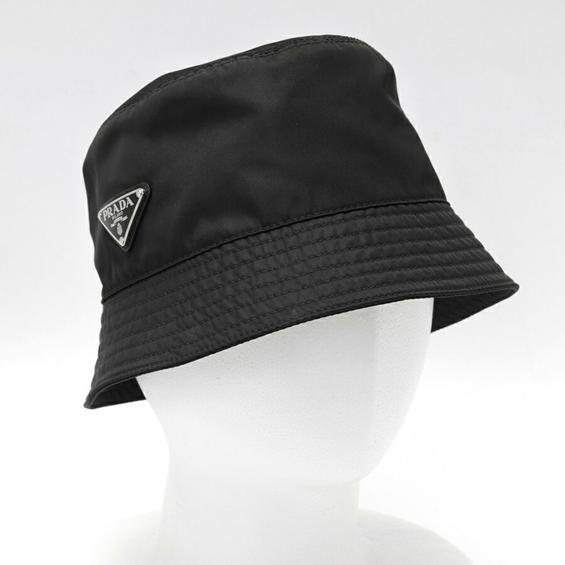 Prada Re-Nylon Triangle Bucket Hat 1HC137, Black, Size M (1 of 9)