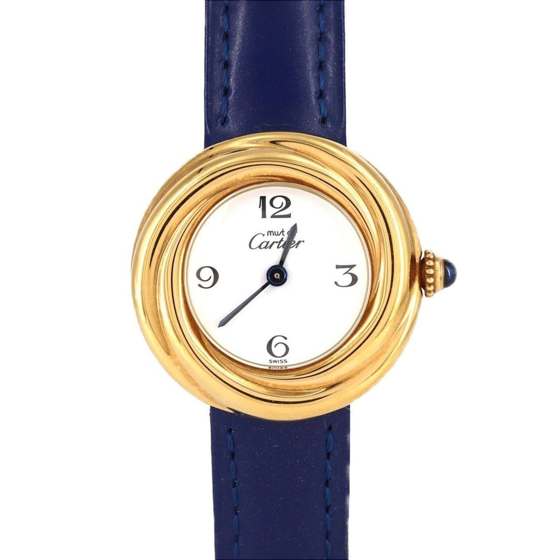 Cartier Must Trinity GP W1010844 Quartz Watch: --- Catalog ---Category: SizeCase Diameter: 27mm / 1.06''Category: DesignType: WristwatchGender: WomenColor (Dial): WhiteMaterial (Case): Gold platedCategory: GeneralMPN: W1010844Brand: CartierCategor