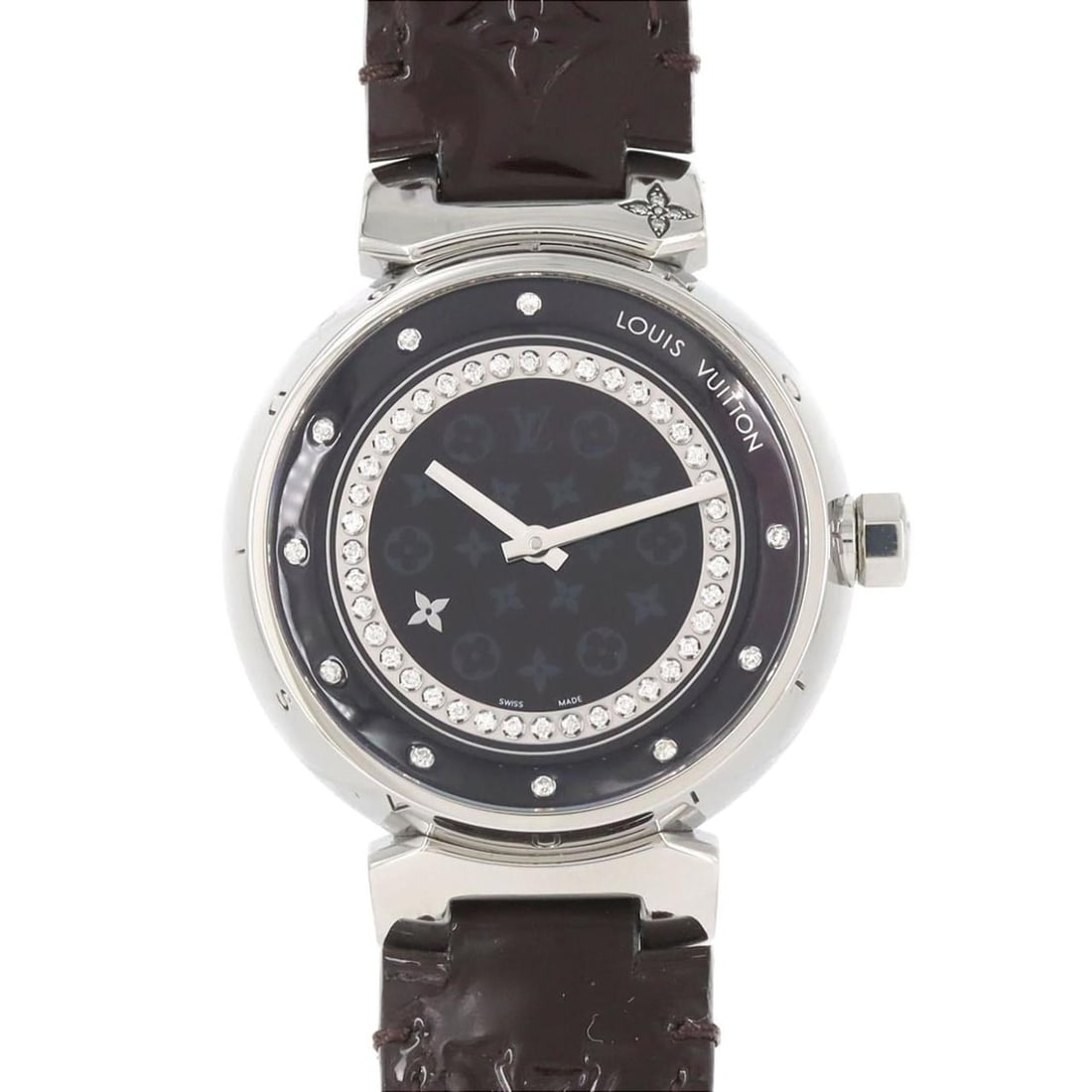 Louis Vuitton Tambour Disc Amarante 10P Circle D Q1319 Stainless Steel Quartz Watch: --- Catalog ---Category: SizeCase Diameter: 34mm / 1.34''Category: DesignType: WristwatchGender: WomenColor (Dial): BrownMaterial (Case): Stainless steelCategory: GeneralMPN: Q1319Brand: Louis