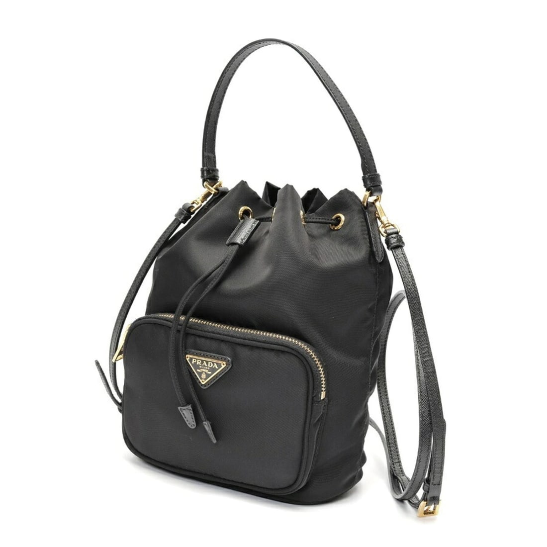 Prada Duet Shoulder/Bucket Bag 1BH038 in Black Nylon: --- Catalog ---Category: SizeSize (HxWxD): 22.5cm x 17.5cm x 12cm / 8.85'' x 6.88'' x 4.72''Category: DesignType: Shoulder bagColor: Black, NeroGender: WomenMaterial: Fabric Category: GeneralBrand: Pr