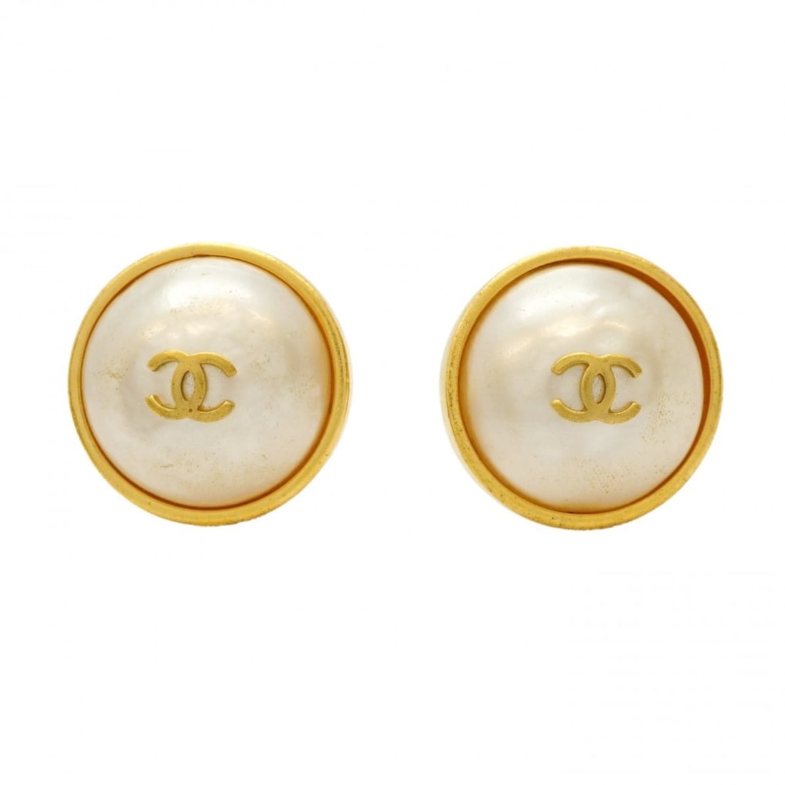 Chanel Coco Mark Circle Earrings with GP Plated Faux Pearls in Gold for Women (1 of 10)