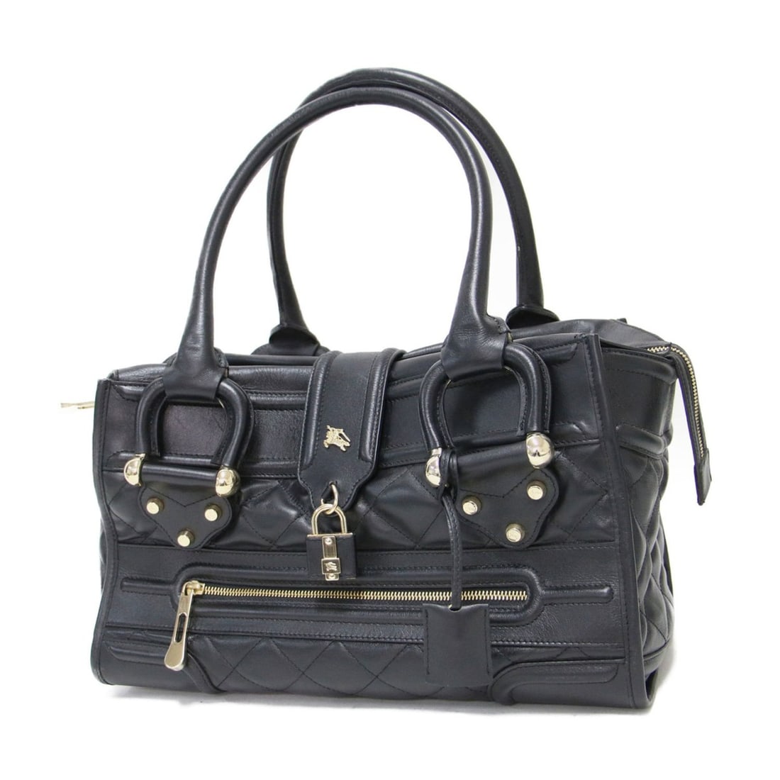 BURBERRY Black Nova Check Horse Quilted Tote Bag, Leather, Women's, K4730 (1 of 16)