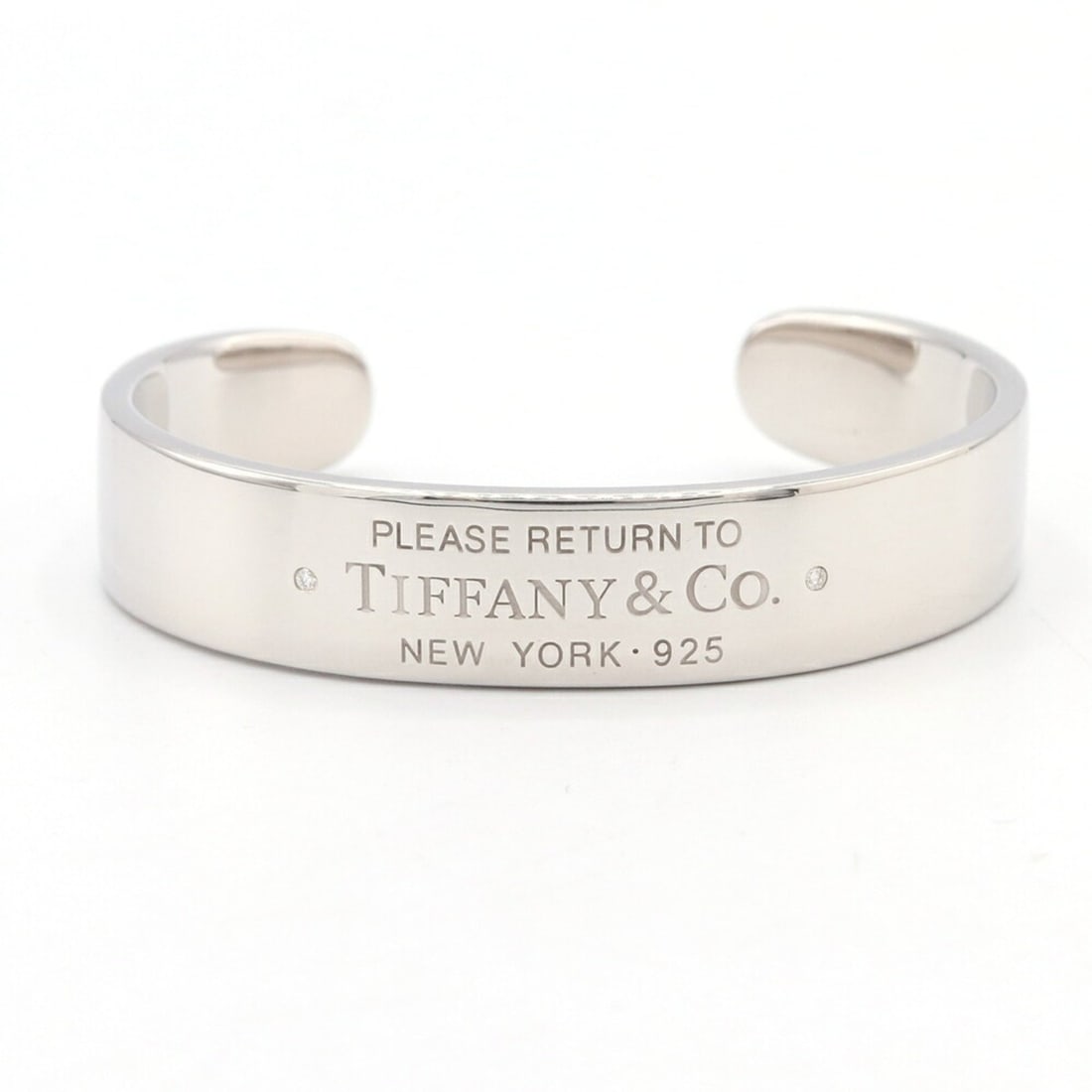 Tiffany Bangle Return to Narrow Cuff 2P Diamond Sterling Silver 925 Bracelet Women's TIFFANY & CO (1 of 20)
