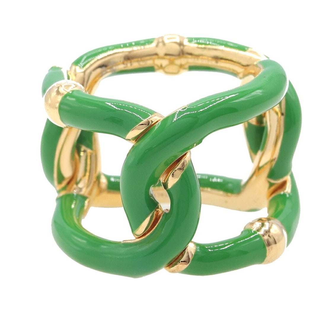 Bottega Veneta Paraquito Ring 666044, Gold, SV, Sterling Silver 925, Enamel, Green, Women's: --- Catalog ---Category: SizeJP Size: 13US Size: 6.5Category: DesignType: Band ringColor: GoldGender: WomenMaterial: Enamel, Sterling silver 925Category: GeneralMPN: 666044Brand: Bottega VenetaCountry