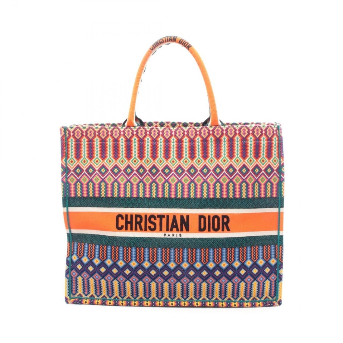 Christian Dior Dior Book Tote Large Mexican Craft Canvas Bag, Women's, Orange Multicolor (1 of 18)