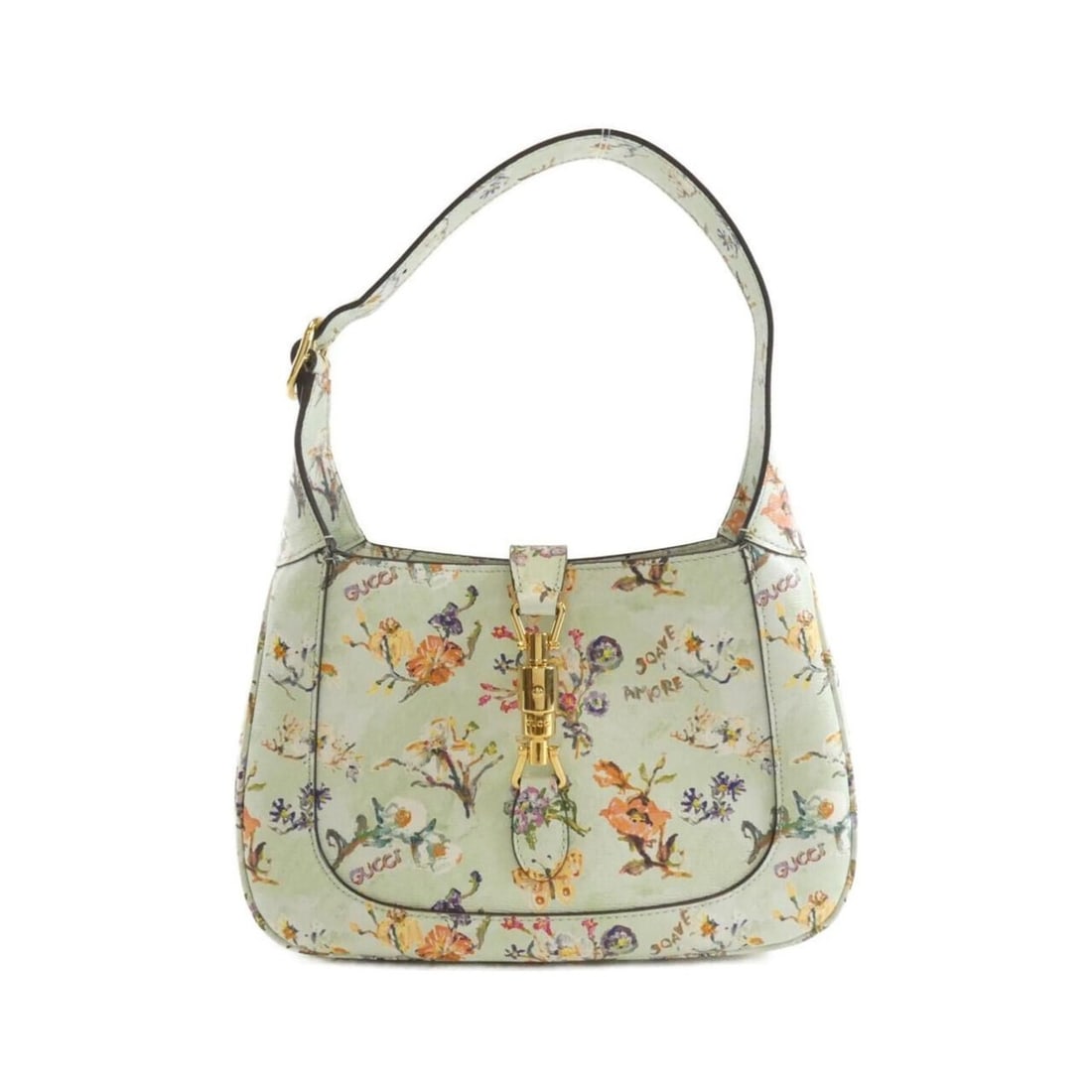Gucci Jackie 1961 636709 Shoulder Bag: --- Catalog ---Category: SizeSize (HxWxD): 18cm x 26cm x 4cm / 7.08'' x 10.23'' x 1.57''Category: DesignType: Shoulder bagColor: Light green, Multi-colorGender: WomenMaterial: Leather Hardware Color:
