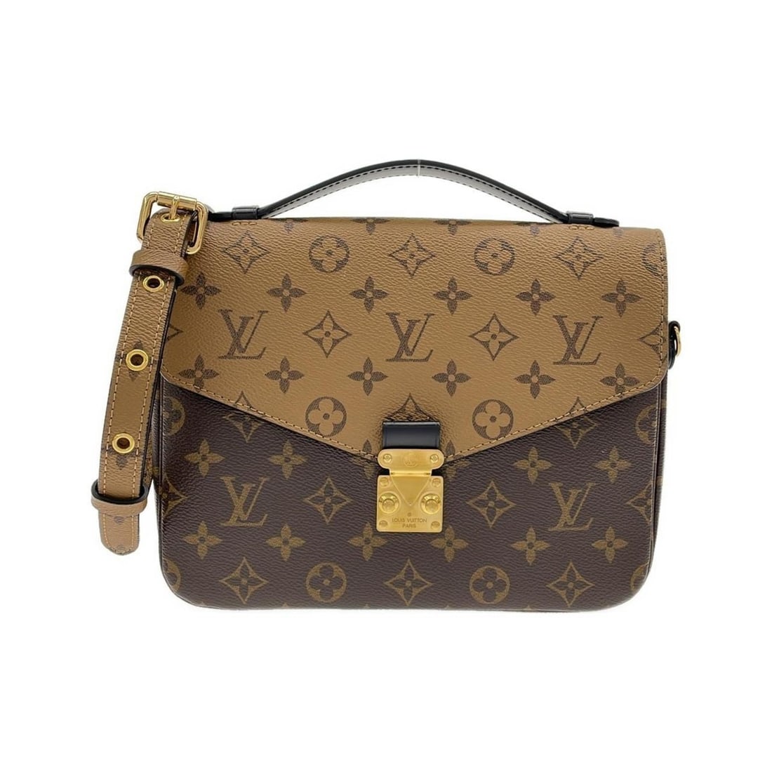 Louis Vuitton Monogram Reverse Pochette Metis MM M44876 Handbag: --- Catalog ---Category: SizeSize (HxWxD): 19.5cm x 24cm x 4.5cm / 7.67'' x 9.44'' x 1.77''Category: DesignType: Handbag, PochetteColor: MarronGender: Men,WomenMaterial: Coated canvas Hardware Color: