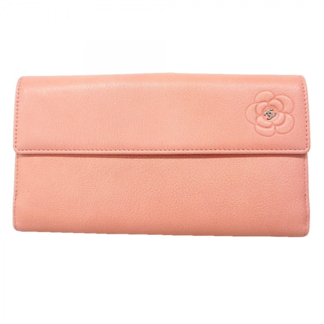 Chanel Camellia Leather Long Wallet Pink Women's: --- Catalog ---Category: SizeSize (HxWxD): 11cm x 19cm x 2cm / 4.33'' x 7.48'' x 0.78''Category: DesignType: Long wallet (bi-fold)Color: PinkGender: WomenMaterial: Leather Category: GeneralBrand: Chan