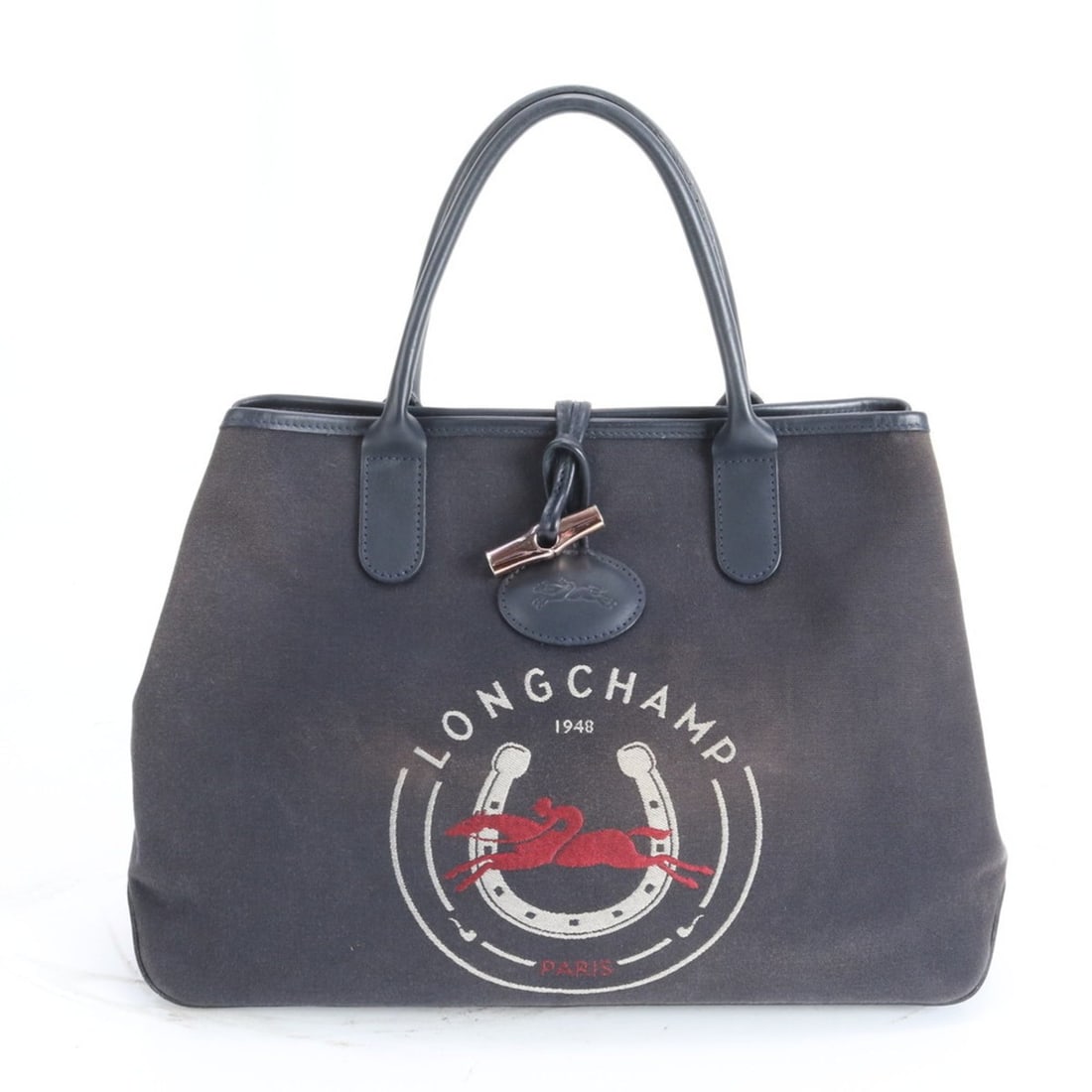 Longchamp Rozo Embroidered Leather Canvas Tote Bag Shoulder Navy Women's: --- Catalog ---Category: SizeSize (HxWxD): 27cm x 38cm x 12cm / 10.62'' x 14.96'' x 4.72''Handle Length: 38cm / 14.96''Category: DesignType: Shoulder bag, Tote bagColor: NavyGender: WomenMaterial: