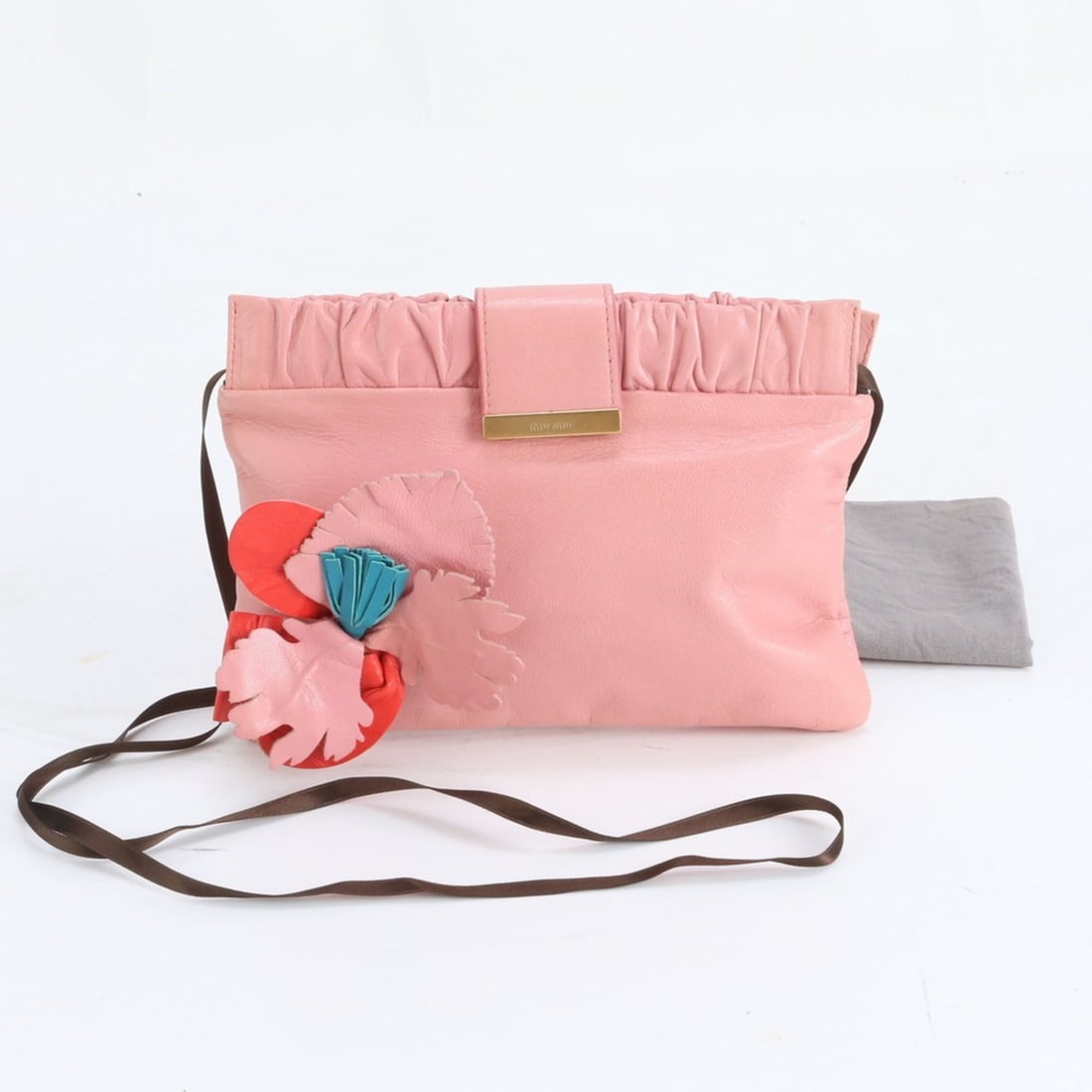 Miu Miu Miu Flower Motif Leather Shoulder Bag/Crossbody Bag Pink Women's: --- Catalog ---Category: SizeSize (HxWxD): 14cm x 20cm x 1cm / 5.51'' x 7.87'' x 0.39''Category: DesignType: Shoulder bagColor: PinkGender: WomenMaterial: Leather Category: GeneralBrand: Miu Miu--- It