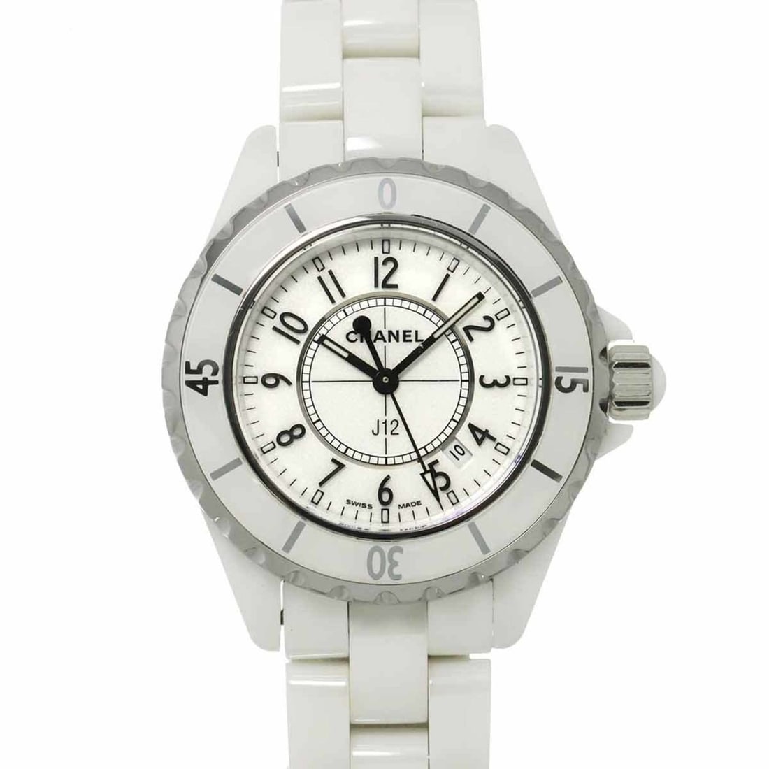 CHANEL J12 33mm H0968 Women's Watch with Date, White Ceramic, and Quartz Movement (1 of 10)