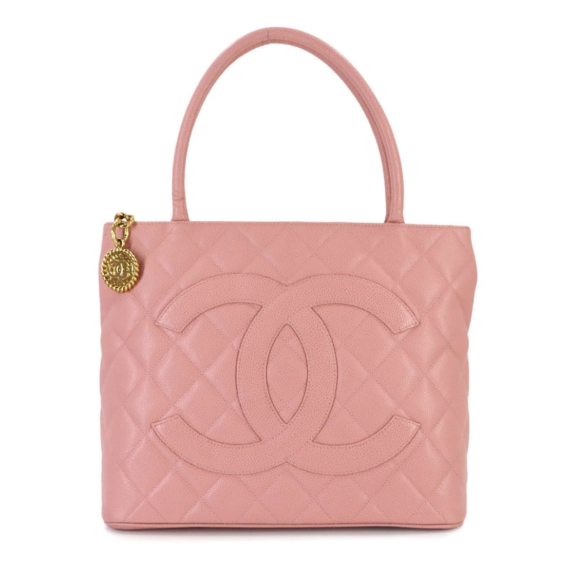 CHANEL Medallion Tote Bag, Reissued, Pink Caviar Leather, A01804, Gold Hardware: --- Catalog ---Category: SizeSize (HxWxD): 25cm x 30cm x 15cm / 9.84'' x 11.81'' x 5.9''Category: DesignType: Handbag, Tote bagColor: PinkGender: WomenMaterial: Grained Calfskin Category: GeneralMPN: