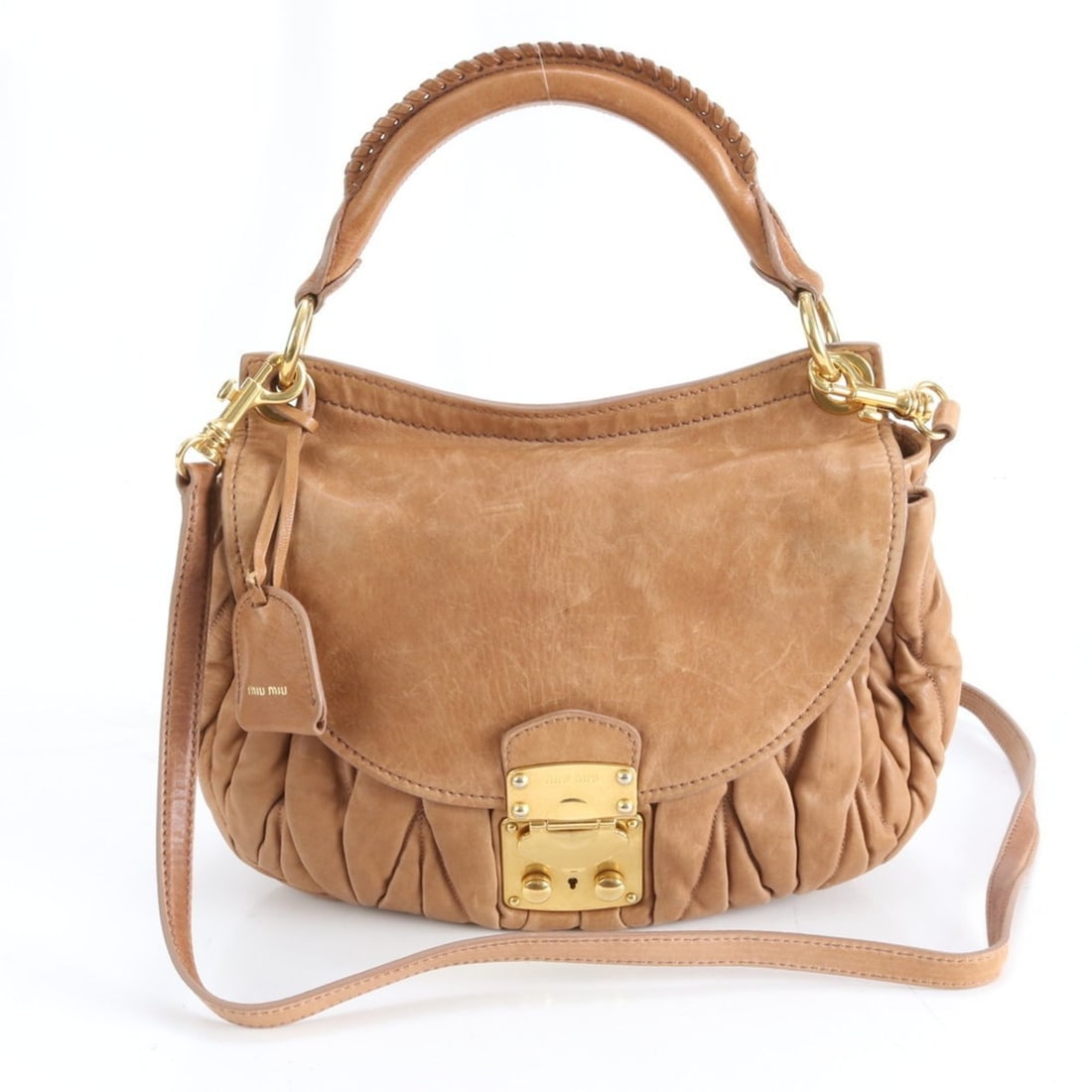 Miu Miu Miu Matelasse Leather 2-Way Shoulder Bag/Handbag Brown Women's (1 of 18)