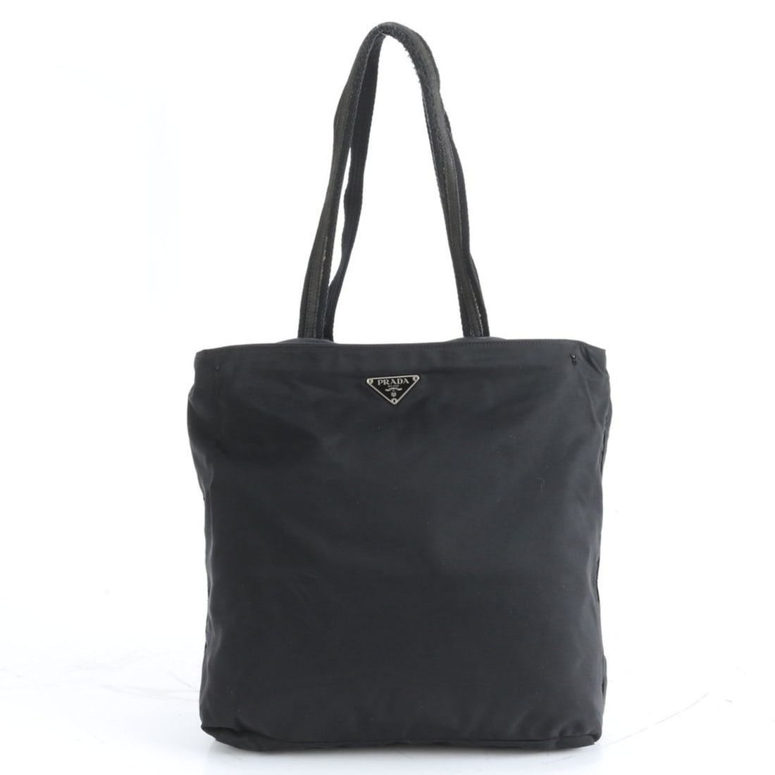 Prada Tessuto Nylon Triangle Logo Leather Tote Bag Shoulder Black Men's (1 of 17)