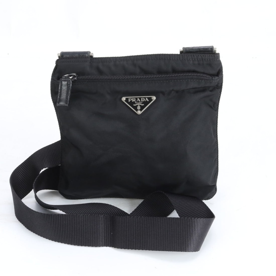 Prada Tessuto Nylon Triangle Logo Shoulder Bag Messenger Black Men's (1 of 20)