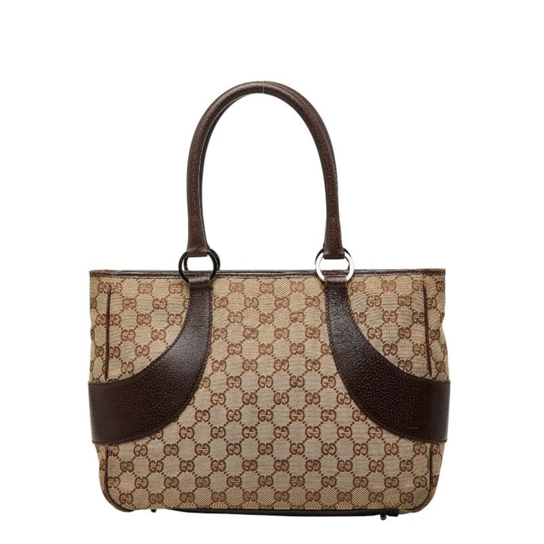 Gucci GG Canvas Handbag Tote Bag 113011 Brown/Beige Leather Women's GUCCI (1 of 13)