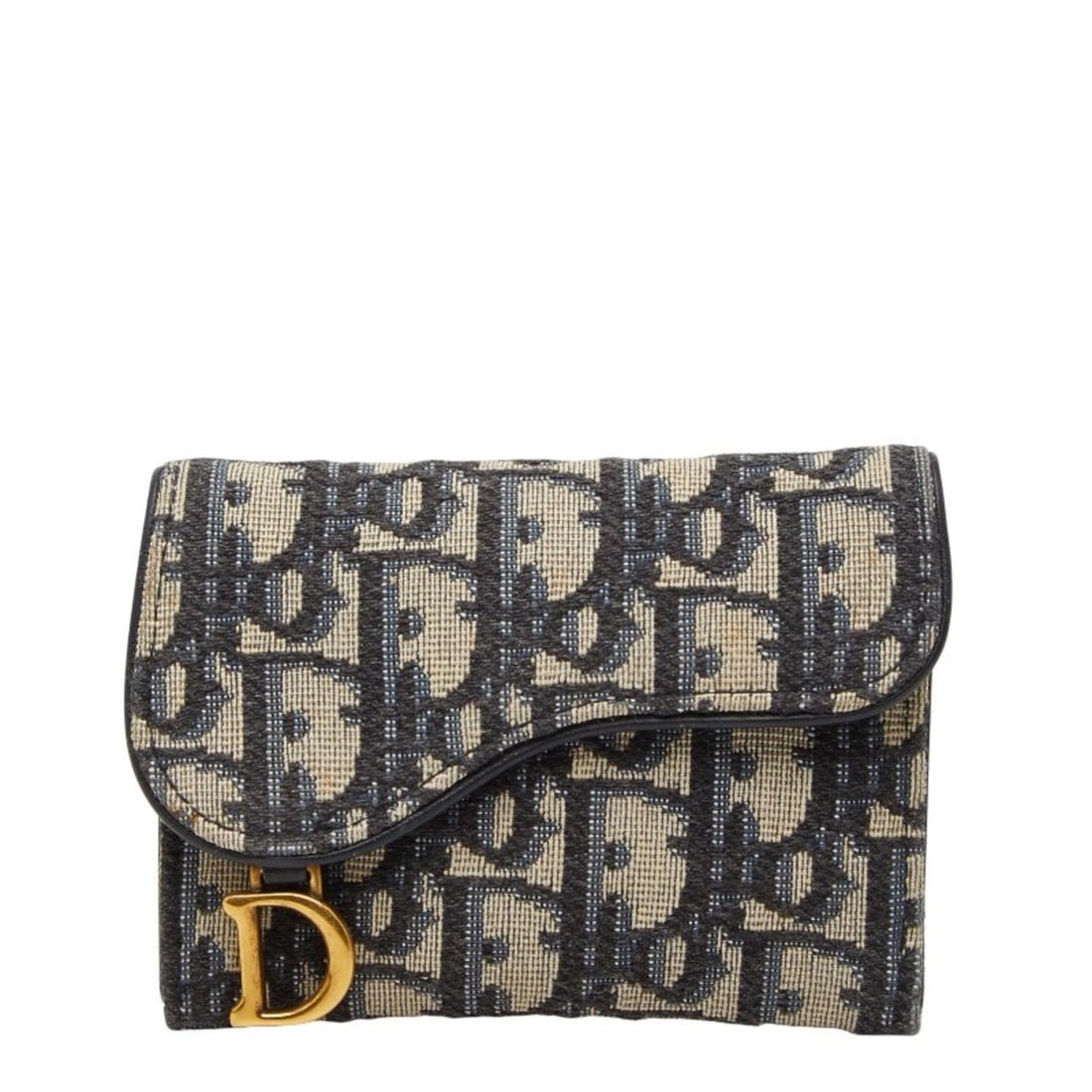 Christian Dior Dior Oblique Jacquard Wallet/Coin Case, Navy Canvas and Leather, Women's, (1 of 18)