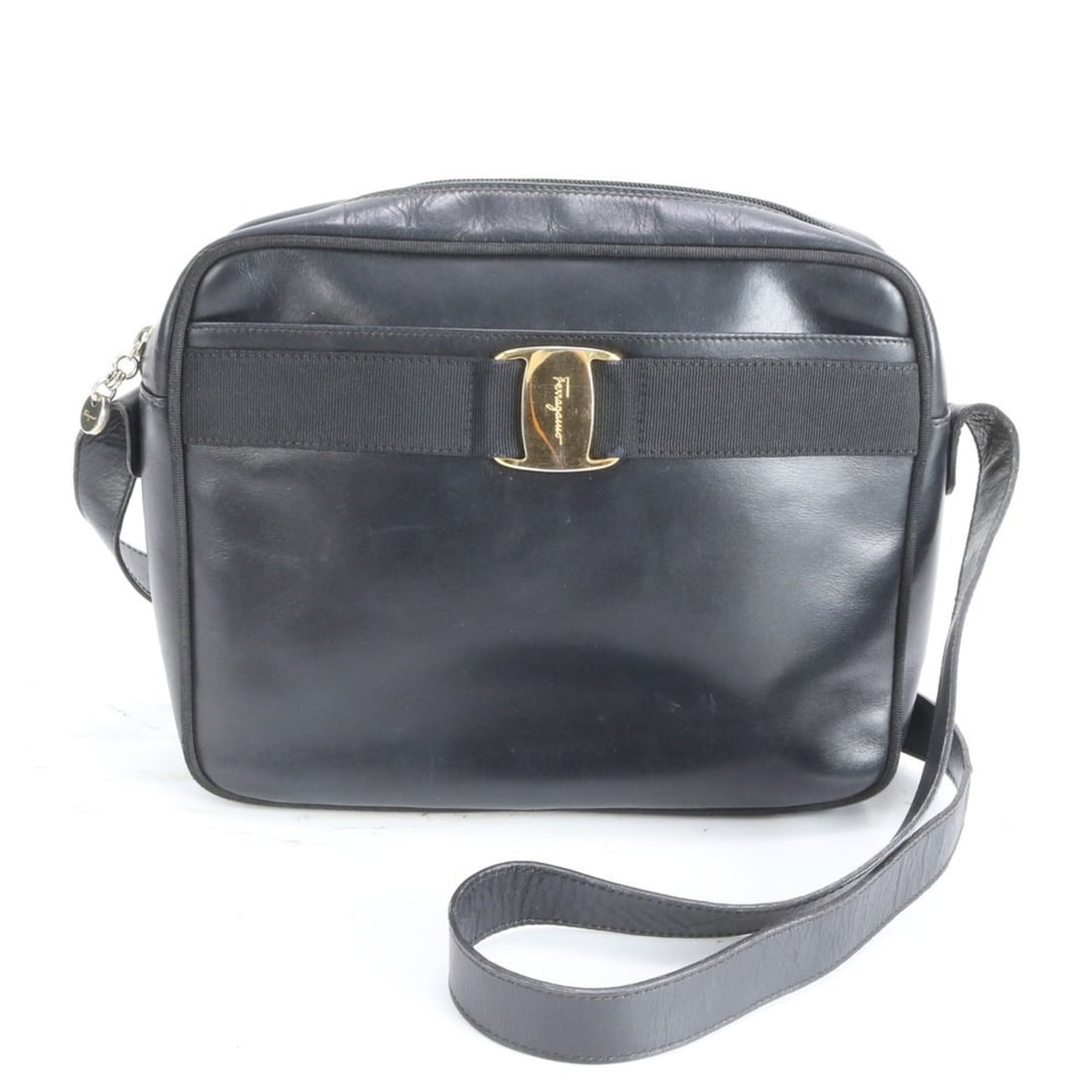 Salvatore Ferragamo Vara Leather Shoulder Bag, Black, Women's (1 of 20)