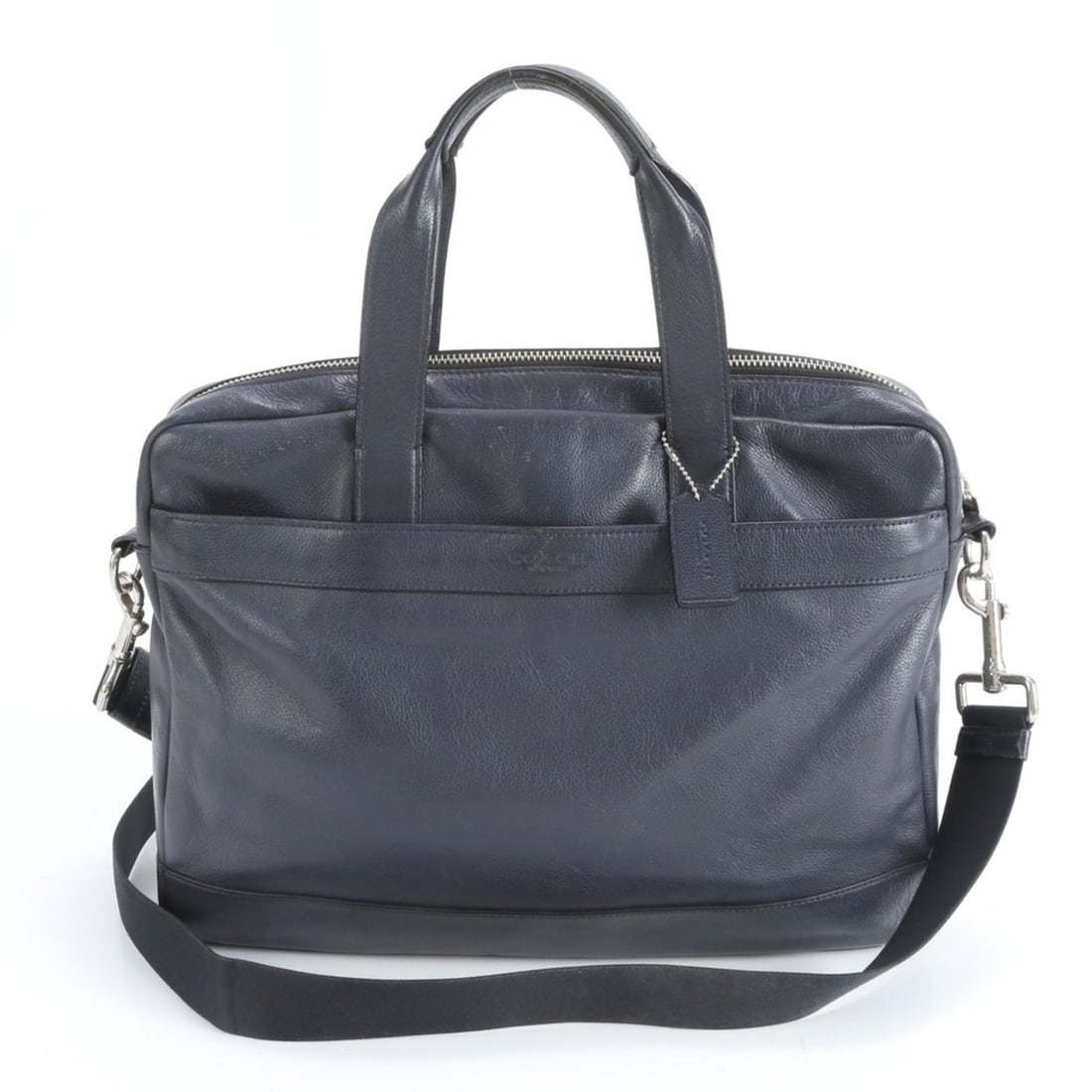 Coach F54801 Leather 2-Way Business Tote/Shoulder Bag, Navy, Men's: --- Catalog ---Category: SizeSize (HxWxD): 27cm x 39cm x 7cm / 10.62'' x 15.35'' x 2.75''Category: DesignType: Shoulder bagColor: NavyGender: MenMaterial: Leather Category: GeneralMPN: F54801Brand: