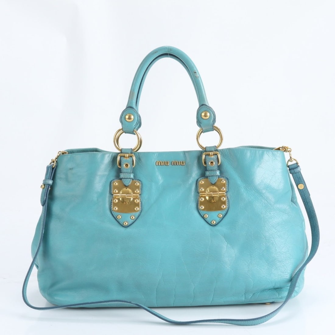 Miu Miu Miu Leather 2-Way Shoulder Bag, Handbag, Tote, Brand, Women's: --- Catalog ---Category: SizeSize (HxWxD): 30cm x 43cm x 18cm / 11.81'' x 16.92'' x 7.08''Category: DesignType: Shoulder bagColor: GreenGender: WomenMaterial: Leather Category: GeneralBrand: Miu Miu--