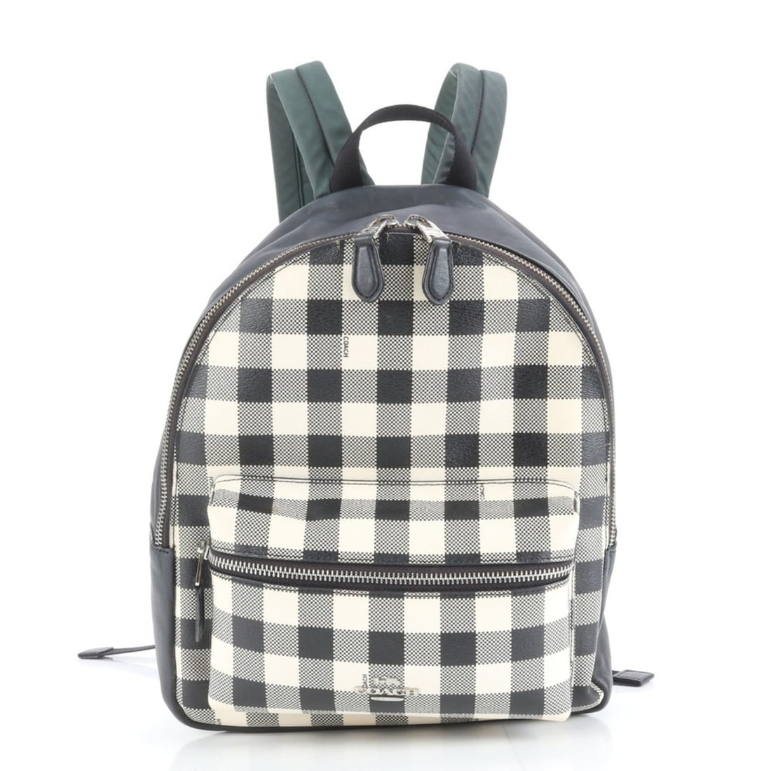 Coach Gingham Check Leather Backpack/Shoulder Bag F38949 Black Women's: --- Catalog ---Category: SizeSize (HxWxD): 31cm x 26cm x 10cm / 12.2'' x 10.23'' x 3.93''Category: DesignType: Backpack, Shoulder bagColor: Black, WhiteGender: WomenMaterial: Leather , Coated canvas C