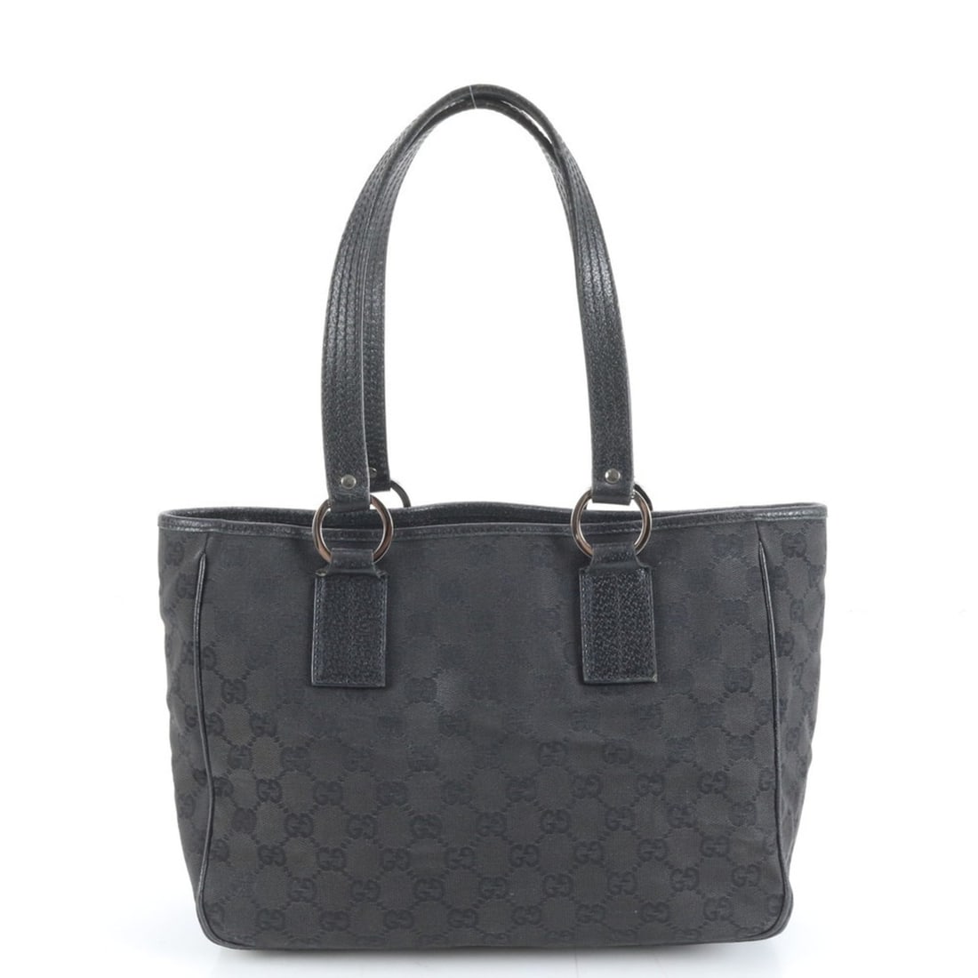 Gucci GG Canvas 113019 Leather Tote Bag Shoulder Handbag Black Women's (1 of 18)