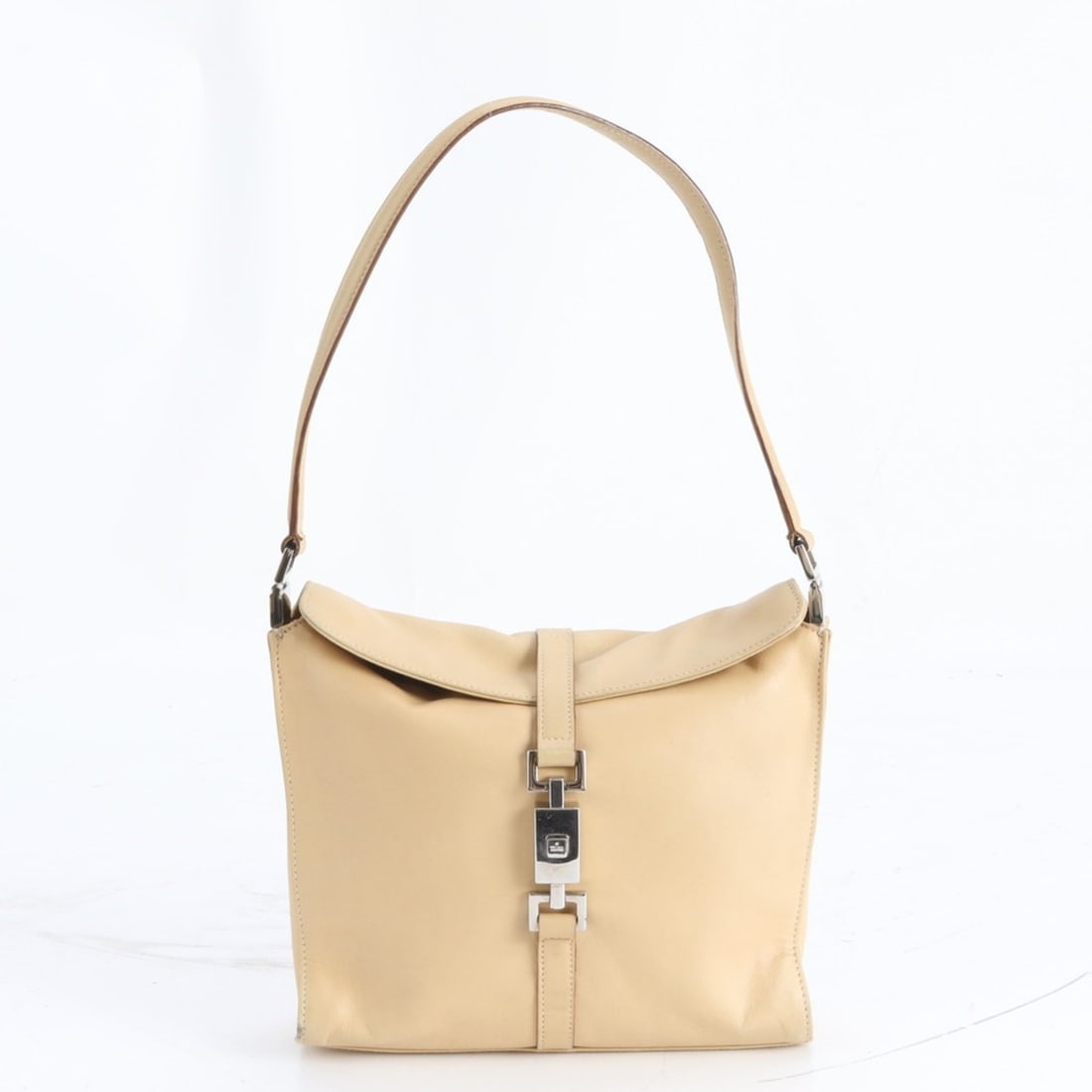 Gucci Jackie Beige 001 3734 Leather Shoulder Bag, Handbag, Brand Name, Women's: --- Catalog ---Category: SizeSize (HxWxD): 20cm x 22cm x 5cm / 7.87'' x 8.66'' x 1.96''Strap Length: 55cm / 21.65''Category: DesignType: Shoulder bagColor: BeigeGender: WomenMaterial: Leather Category