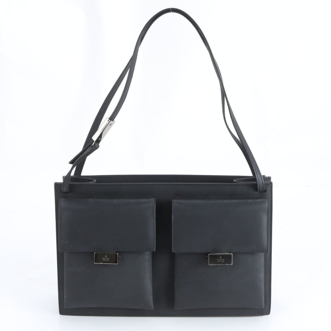 Gucci 001-3175 Leather Tote Bag Shoulder Handbag Black Women's: --- Catalog ---Category: SizeSize (HxWxD): 19cm x 30cm x 8cm / 7.48'' x 11.81'' x 3.14''Strap Length: 57cm / 22.44''Category: DesignType: Shoulder bag, Tote bagColor: BlackGender: WomenMaterial: