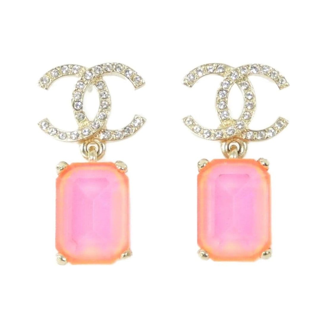 Chanel AB6303 Earrings: --- Catalog ---Category: SizeSize (HxWxD): 28.00mm x 16.00mm / 1.10'' x 0.63''Category: DesignType: Stud earringsColor: Gold, PinkStone: CrystalGender: WomenCategory: GeneralMPN: AB6303Brand: