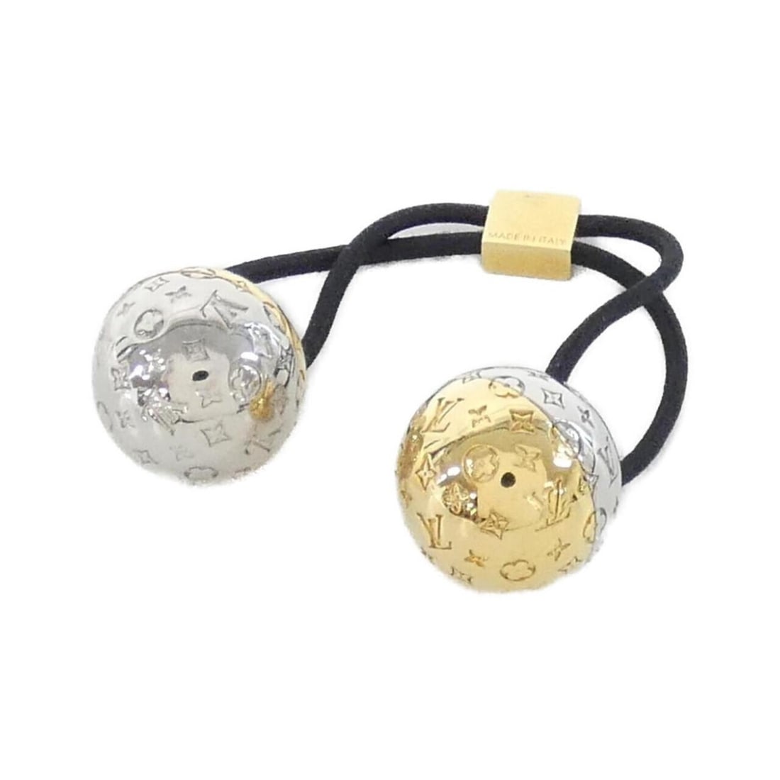 Louis Vuitton Scrunchie Nanogram Planet LV M80266 Hair Accessory: --- Catalog ---Category: SizeSize (LxW): 14.5cm / 5.7''Category: DesignType: Hair tieColor: Black, Gold, SilverGender: WomenCategory: GeneralMPN: M80266Brand: Louis Vuitton--- Item List ---Section:
