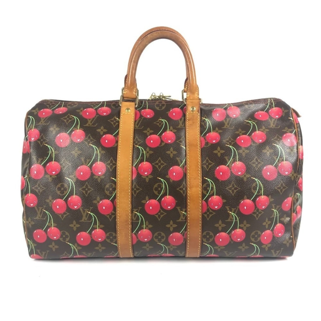 LOUIS VUITTON M95011 Monogram Cherry Keepall 45 by Takashi Murakami, a travel bag/boston bag in: --- Catalog ---Category: DesignType: Boston bagColor: Brown, Monogram Cherry, Red colorGender: WomenMaterial: Monogram Category: GeneralMPN: M95011Brand: Louis VuittonCountry of Origin: France---