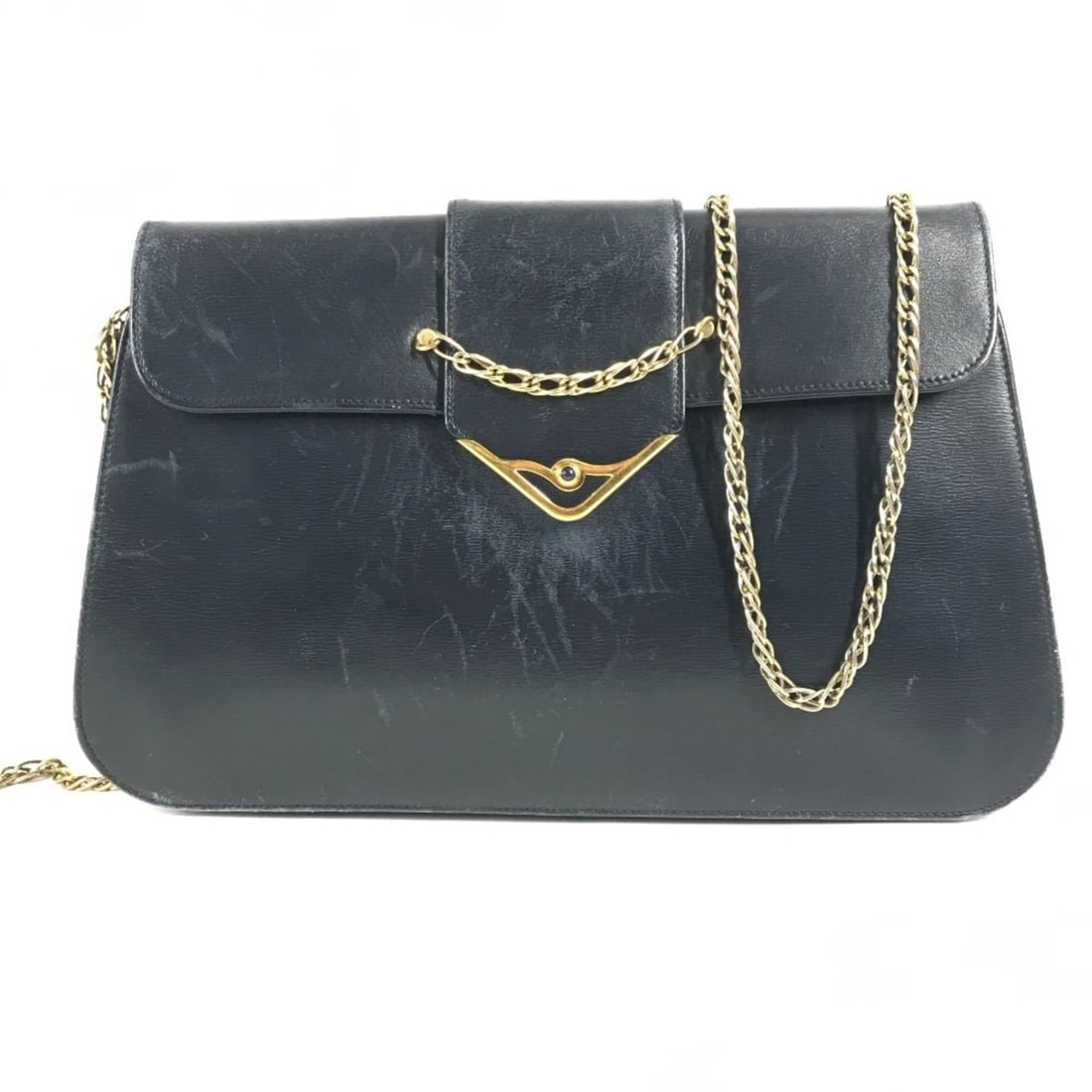 CARTIER Vintage Sapphire Line Chain Shoulder Bag with Pochette and Flap, Leather, Navy Blue for Men: --- Catalog ---Category: SizeSize (HxWxD): 16cm x 22.5cm x 6cm / 6.29'' x 8.85'' x 2.36''Category: DesignType: Pochette, Shoulder bagColor: NavyGender: Men,WomenMaterial: Leather Category: GeneralBran