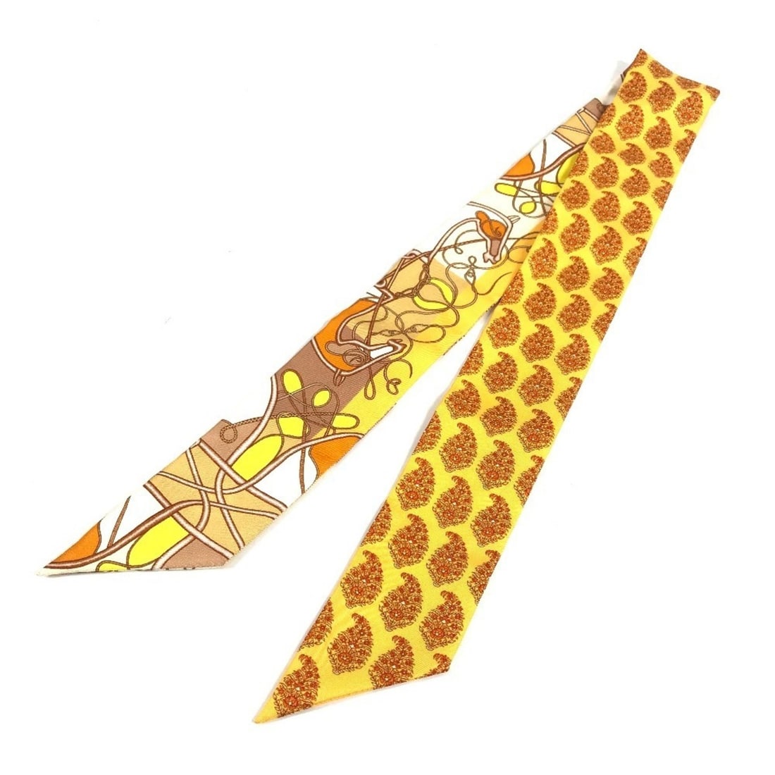 HERMES Horse Print Twilly Scarf/Muffler Silk Women's Orange (1 of 13)