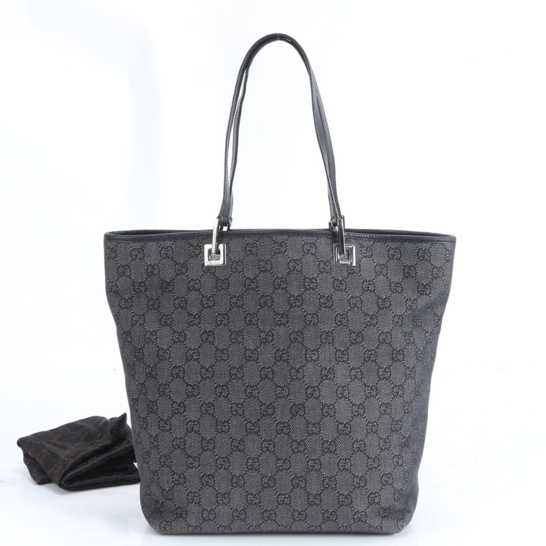 Gucci GG Canvas 31243 Leather Tote Bag Shoulder Handbag Black Women's (1 of 12)