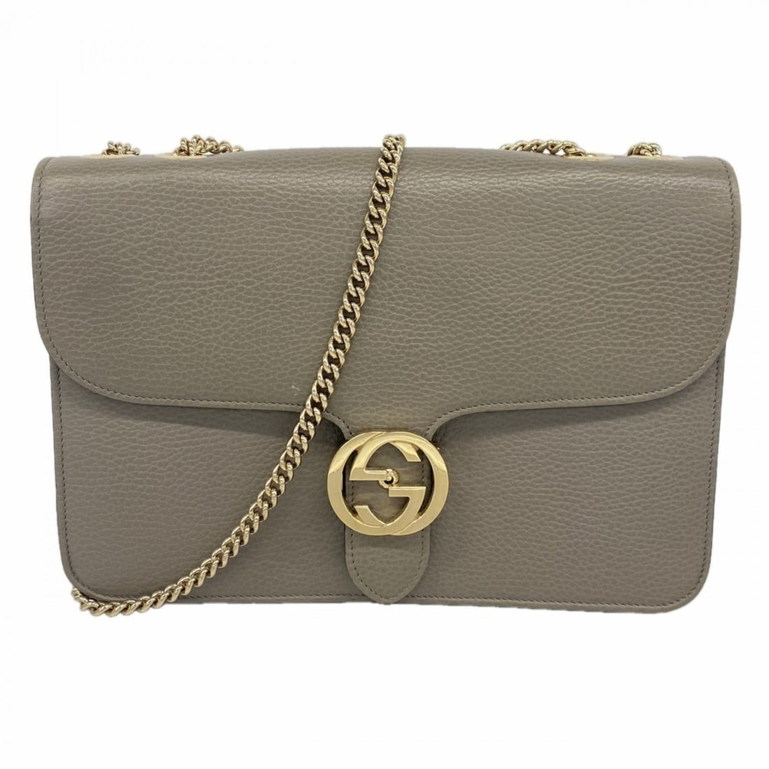 Gucci Interlocking G Shoulder Bag 510303 Leather Gray Champagne Women's (1 of 11)