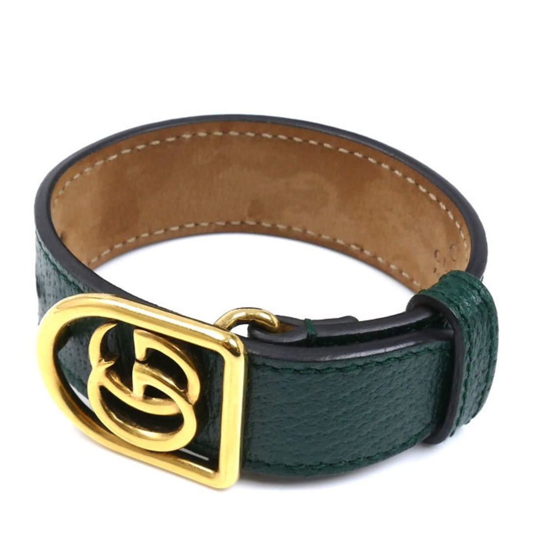 GUCCI GP Leather Double G Bracelet with Small Buckle for Women: --- Catalog ---Category: SizeLength: 16cm - 18cm / 6.29'' - 7.08''Category: DesignType: Charm braceletColor: Gold, GreenGender: WomenMaterial: Gold plating, LeatherCategory: GeneralBrand: GucciCountry
