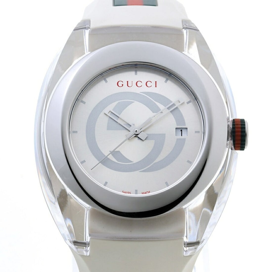 Gucci Sync YA137102A Silver Quartz Watch 70298: --- Catalog ---Category: SizeWrist Size: 16.5cm - 21cm / 6.49'' - 8.26''Case Diameter: 46mm / 1.81''Category: DesignType: WristwatchGender: Men,WomenColor (Dial): Clear, Silver, WhiteMaterial (Band):